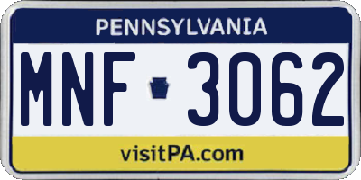PA license plate MNF3062