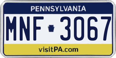 PA license plate MNF3067