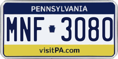 PA license plate MNF3080