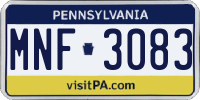 PA license plate MNF3083