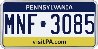 PA license plate MNF3085