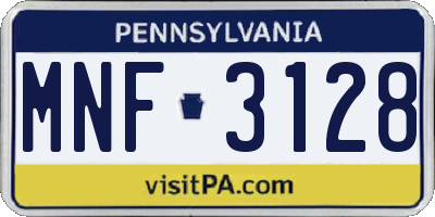 PA license plate MNF3128