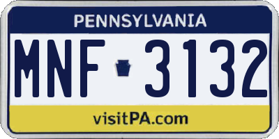 PA license plate MNF3132