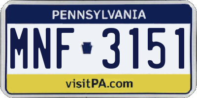 PA license plate MNF3151