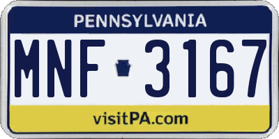 PA license plate MNF3167