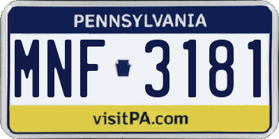 PA license plate MNF3181