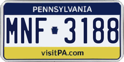 PA license plate MNF3188