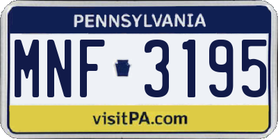 PA license plate MNF3195