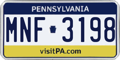 PA license plate MNF3198