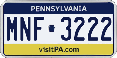 PA license plate MNF3222