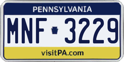 PA license plate MNF3229
