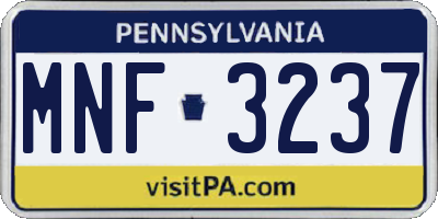 PA license plate MNF3237