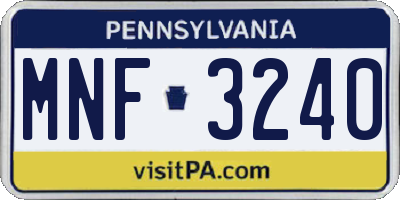 PA license plate MNF3240
