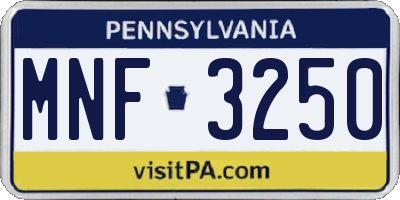 PA license plate MNF3250
