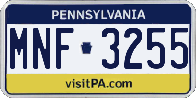 PA license plate MNF3255