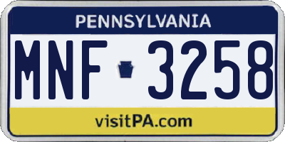 PA license plate MNF3258