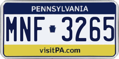 PA license plate MNF3265