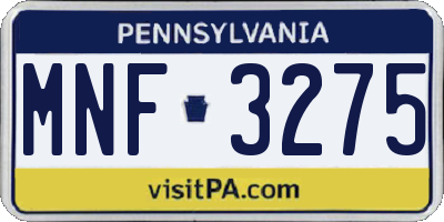 PA license plate MNF3275