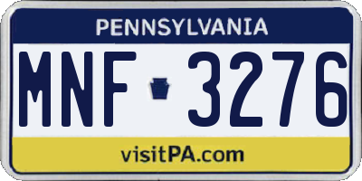 PA license plate MNF3276