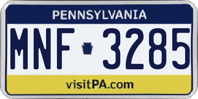 PA license plate MNF3285