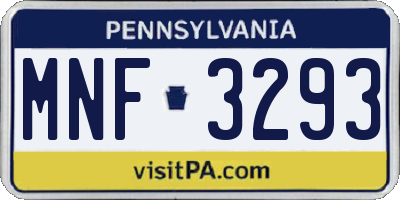 PA license plate MNF3293
