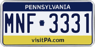 PA license plate MNF3331