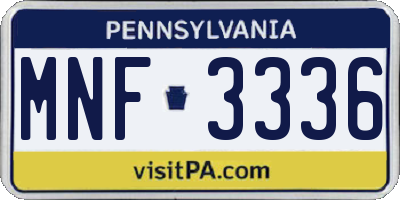 PA license plate MNF3336