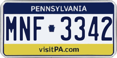 PA license plate MNF3342