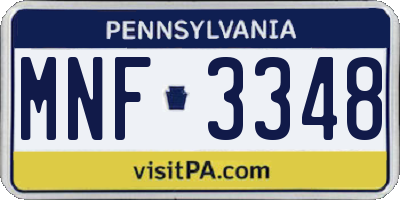 PA license plate MNF3348