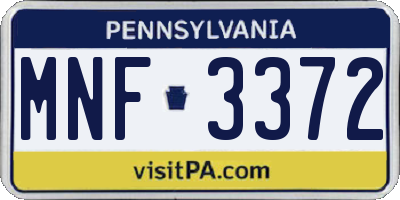 PA license plate MNF3372
