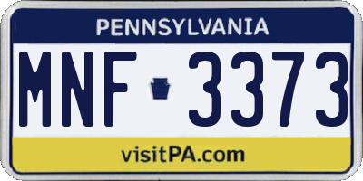 PA license plate MNF3373