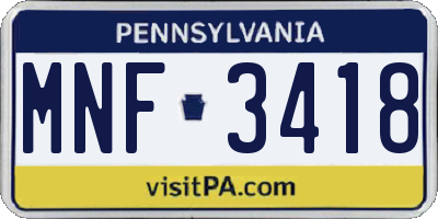PA license plate MNF3418