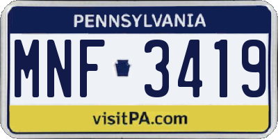 PA license plate MNF3419