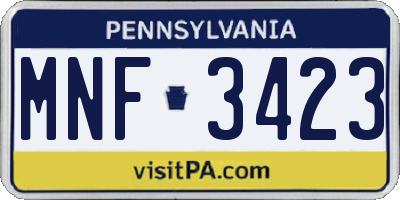 PA license plate MNF3423