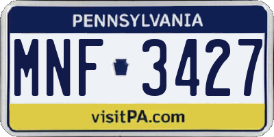 PA license plate MNF3427