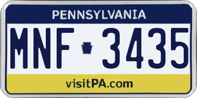PA license plate MNF3435