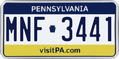 PA license plate MNF3441