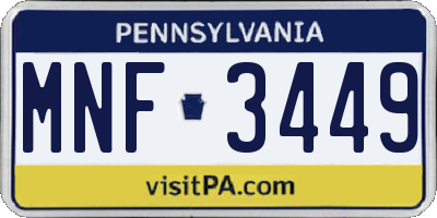 PA license plate MNF3449