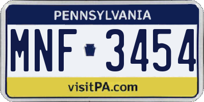 PA license plate MNF3454