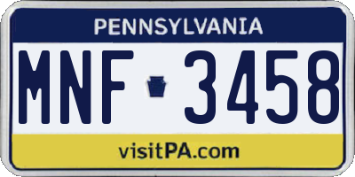 PA license plate MNF3458