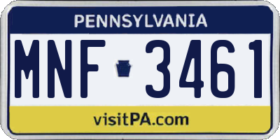 PA license plate MNF3461