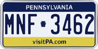 PA license plate MNF3462