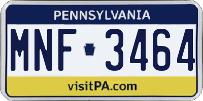 PA license plate MNF3464