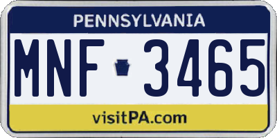 PA license plate MNF3465