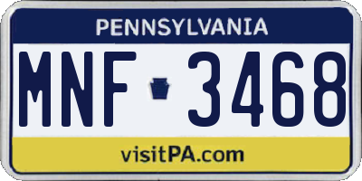 PA license plate MNF3468