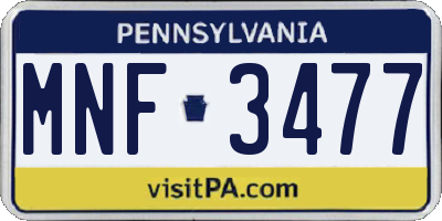 PA license plate MNF3477
