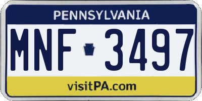 PA license plate MNF3497