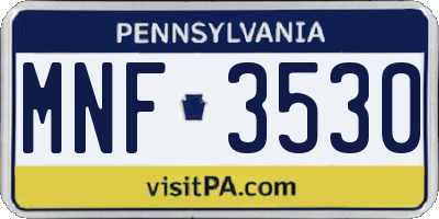 PA license plate MNF3530