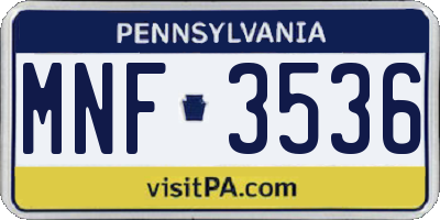 PA license plate MNF3536