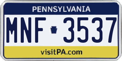 PA license plate MNF3537